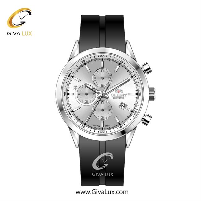 ساعت مچی اورجینال مردانه اورینت (کانتیننتال) | Orient (Continental) سه موتوره کرنوگراف نقره ای | مشکی| نقره ای| کد رفرنس 105