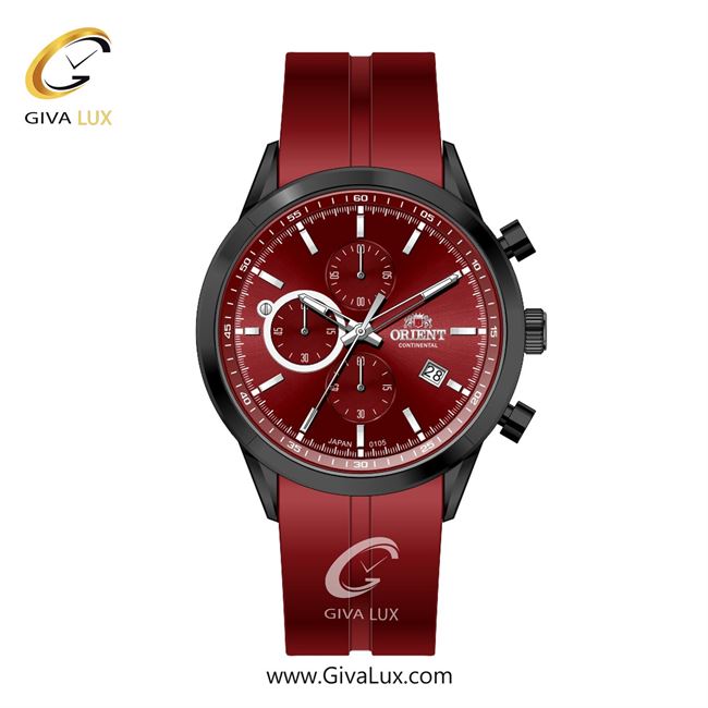 ساعت مچی اورجینال مردانه اورینت (کانتیننتال) | Orient (Continental) سه موتوره کرنوگراف مشکی | زرشکی| زرشکی| کد رفرنس 105