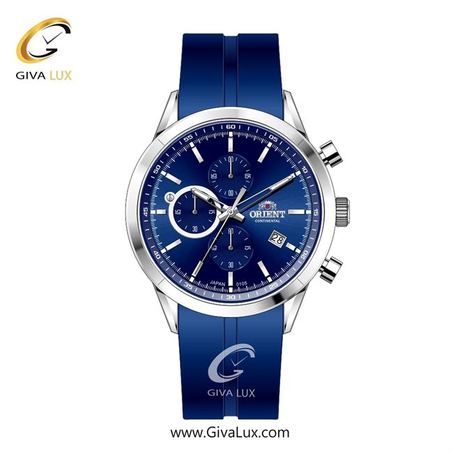 ساعت مچی اورجینال مردانه اورینت (کانتیننتال) | Orient (Continental) سه موتوره کرنوگراف نقره ای | سرمه ای| سرمه ای| کد رفرنس 105