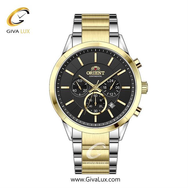 ساعت مچی اورجینال مردانه اورینت (کانتیننتال) | Orient (Continental) سه موتوره کرنوگراف طلایی | نقره ای-طلایی| مشکی| کد رفرنس 106