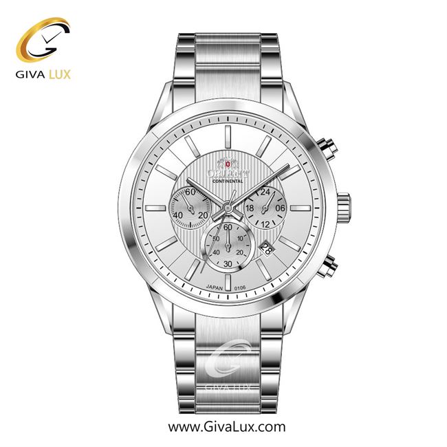 ساعت مچی اورجینال مردانه اورینت (کانتیننتال) | Orient (Continental) سه موتوره کرنوگراف نقره ای | نقره ای| نقره ای| کد رفرنس 106