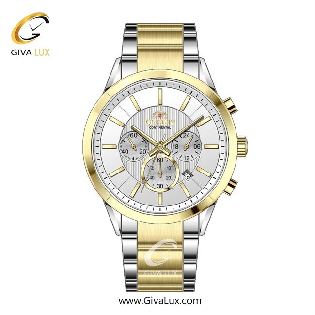 ساعت مچی اورجینال مردانه اورینت (کانتیننتال) | Orient (Continental) سه موتوره کرنوگراف طلایی | نقره ای-طلایی| نقره ای| کد رفرنس 106