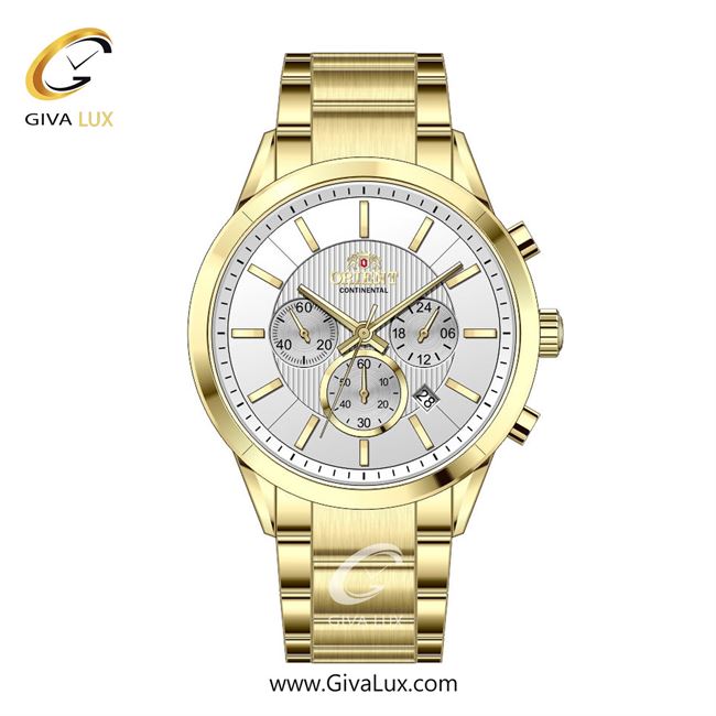 ساعت مچی اورجینال مردانه اورینت (کانتیننتال) | Orient (Continental) سه موتوره کرنوگراف طلایی | طلایی| نقره ای| کد رفرنس 106