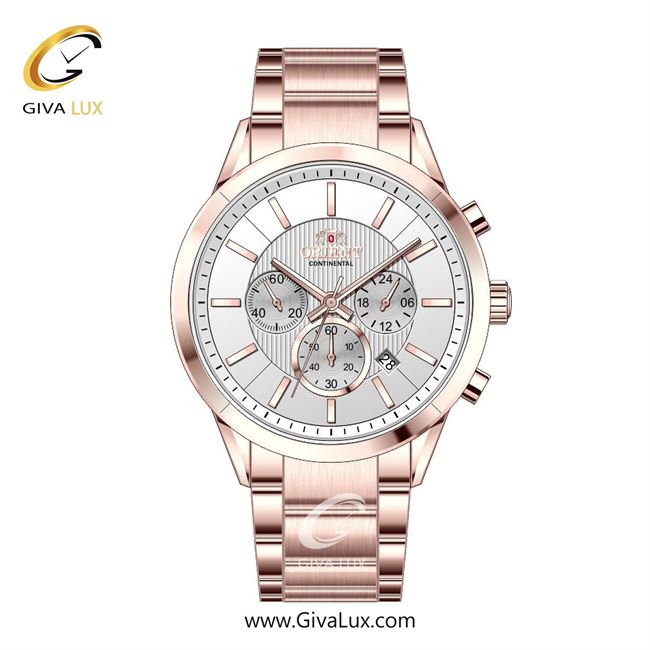 ساعت مچی اورجینال مردانه اورینت (کانتیننتال) | Orient (Continental) سه موتوره کرنوگراف رزگلد | رزگلد| نقره ای| کد رفرنس 106