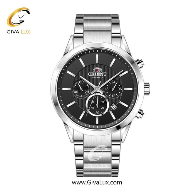 ساعت مچی اورجینال مردانه اورینت (کانتیننتال) | Orient (Continental) سه موتوره کرنوگراف نقره ای | نقره ای| مشکی| کد رفرنس 106
