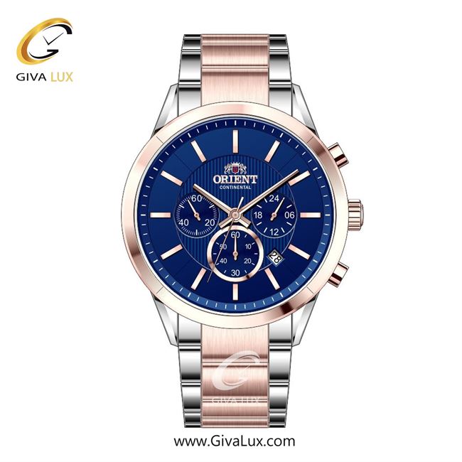 ساعت مچی اورجینال مردانه اورینت (کانتیننتال) | Orient (Continental) سه موتوره کرنوگراف رزگلد | رزگلد-نقره ای| سرمه ای| کد رفرنس 106