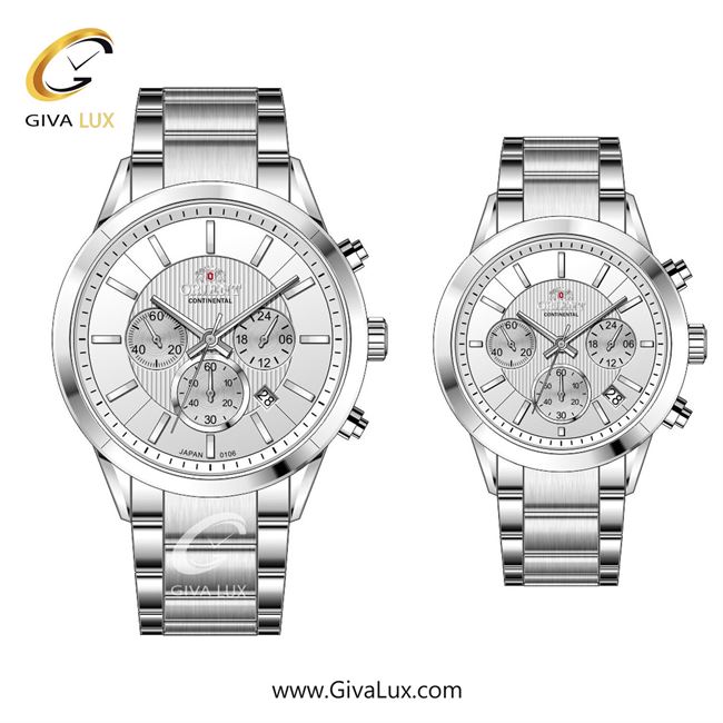 ساعت مچی اورجینال ست اورینت (کانتیننتال) | Orient (Continental) سه موتوره کرنوگراف نقره ای | نقره ای| نقره ای| کد رفرنس 106