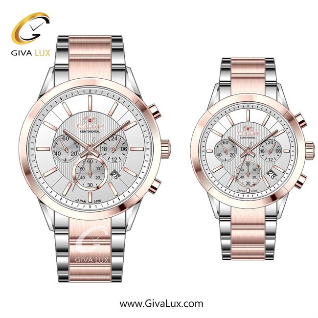 ساعت مچی اورجینال ست اورینت (کانتیننتال) | Orient (Continental) سه موتوره کرنوگراف رزگلد | نقره ای-رزگلد| نقره ای| کد رفرنس 106