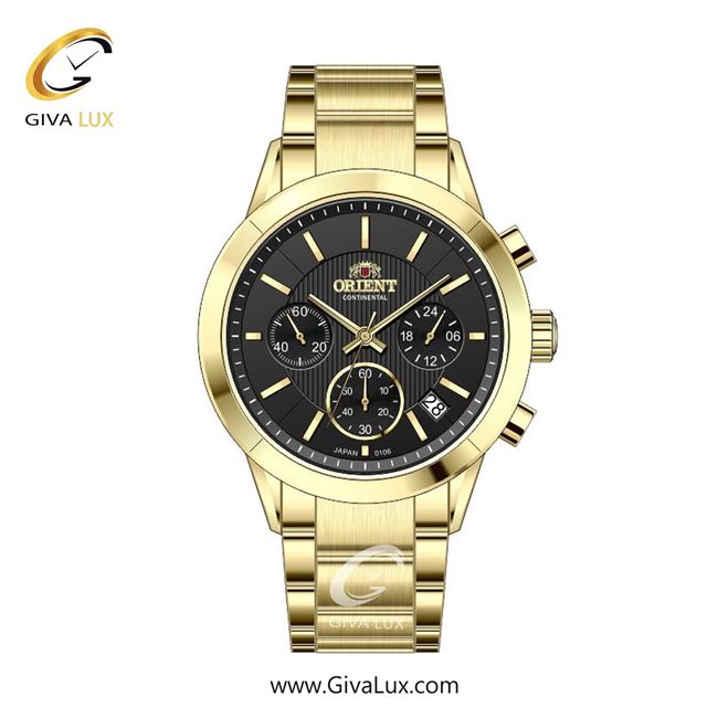 ساعت مچی اورجینال زنانه اورینت (کانتیننتال) | Orient (Continental) سه موتوره کرنوگراف طلایی | طلایی| مشکی| کد رفرنس 106