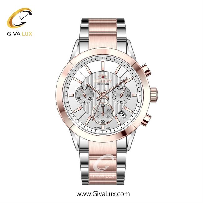 ساعت مچی اورجینال زنانه اورینت (کانتیننتال) | Orient (Continental) سه موتوره کرنوگراف رزگلد | نقره ای-رزگلد| نقره ای| کد رفرنس 106