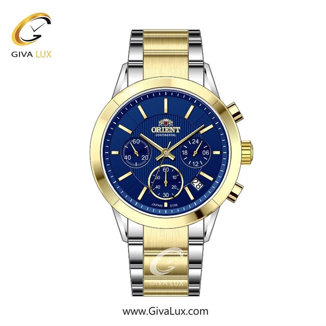 ساعت مچی اورجینال زنانه اورینت (کانتیننتال) | Orient (Continental) سه موتوره کرنوگراف طلایی | نقره ای-طلایی| سرمه ای| کد رفرنس 106