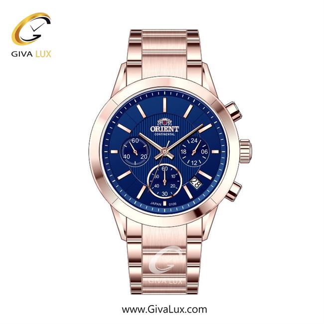 ساعت مچی اورجینال زنانه اورینت (کانتیننتال) | Orient (Continental) سه موتوره کرنوگراف رزگلد | رزگلد| سرمه ای| کد رفرنس 106
