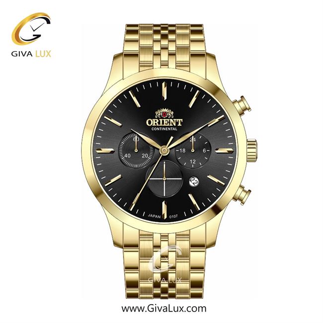 ساعت مچی اورجینال مردانه اورینت (کانتیننتال) | Orient (Continental) سه موتوره کرنوگراف طلایی | طلایی| مشکی| کد رفرنس 107