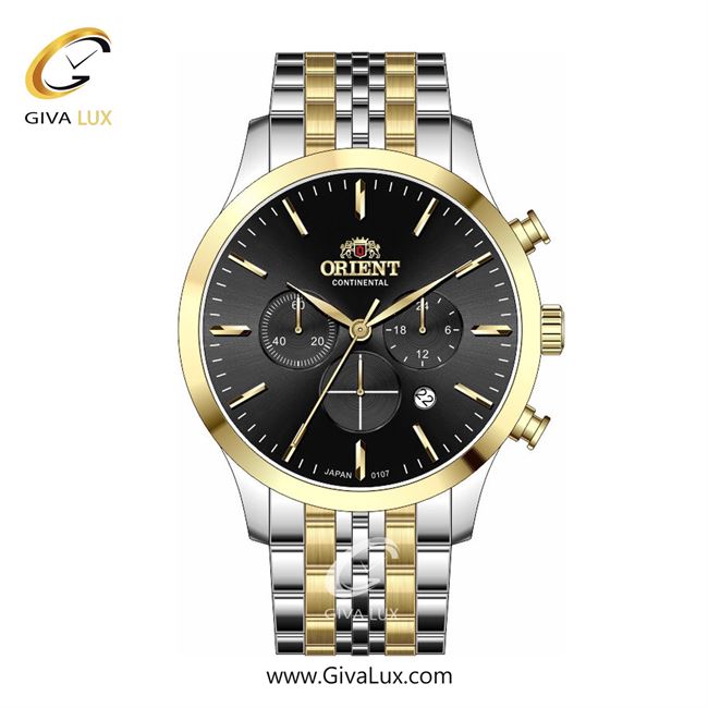 ساعت مچی اورجینال مردانه اورینت (کانتیننتال) | Orient (Continental) سه موتوره کرنوگراف طلایی | نقره ای-طلایی| مشکی| کد رفرنس 107