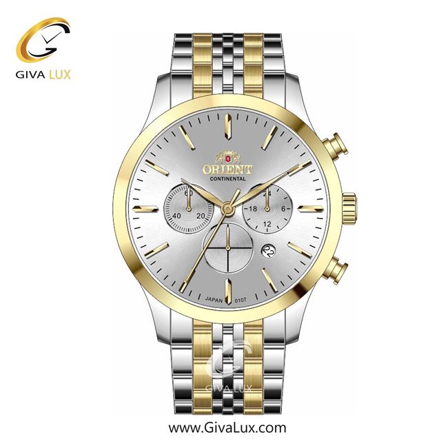 ساعت مچی اورجینال مردانه اورینت (کانتیننتال) | Orient (Continental) سه موتوره کرنوگراف طلایی | طلایی-نقره ای| نقره ای| کد رفرنس 107