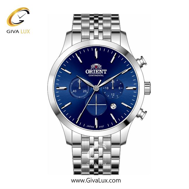 ساعت مچی اورجینال مردانه اورینت (کانتیننتال) | Orient (Continental) سه موتوره کرنوگراف نقره ای | نقره ای| سرمه ای| کد رفرنس 107