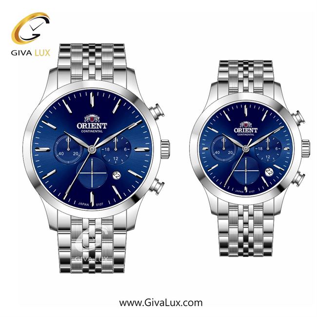 ساعت مچی اورجینال ست اورینت (کانتیننتال) | Orient (Continental) سه موتوره کرنوگراف نقره ای | نقره ای| سرمه ای| کد رفرنس 107