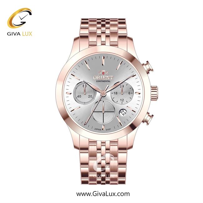 ساعت مچی اورجینال زنانه اورینت (کانتیننتال) | Orient (Continental) سه موتوره کرنوگراف رزگلد | رزگلد| نقره ای| کد رفرنس 107