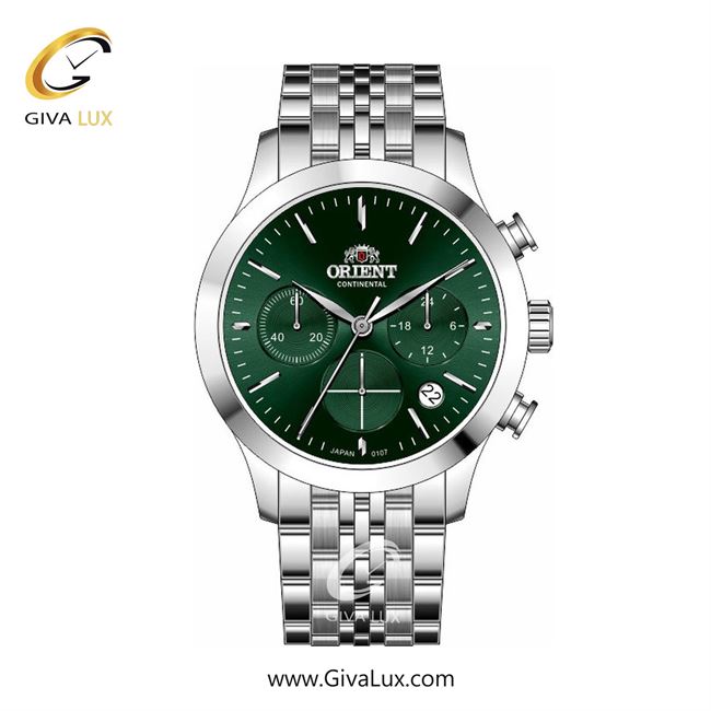 ساعت مچی اورجینال زنانه اورینت (کانتیننتال) | Orient (Continental) سه موتوره کرنوگراف نقره ای | نقره ای| سبز یشمی تیره| کد رفرنس 107