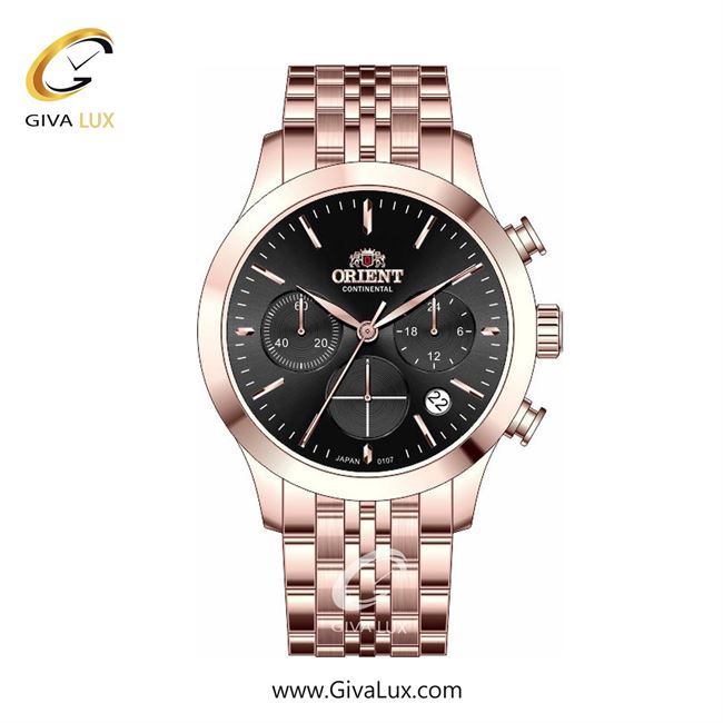 ساعت مچی اورجینال زنانه اورینت (کانتیننتال) | Orient (Continental) سه موتوره کرنوگراف رزگلد | رزگلد| مشکی| کد رفرنس 107