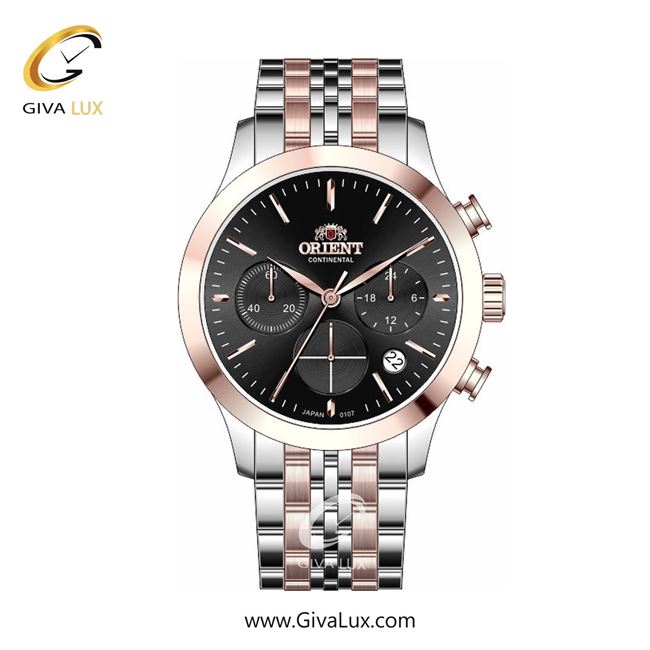 ساعت مچی اورجینال زنانه اورینت (کانتیننتال) | Orient (Continental) سه موتوره کرنوگراف رزگلد | رزگلد-نقره ای| مشکی| کد رفرنس 107