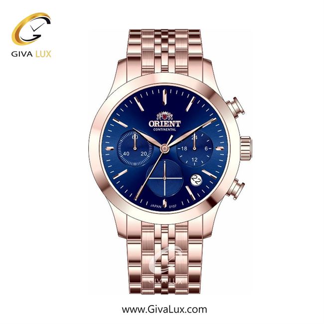 ساعت مچی اورجینال زنانه اورینت (کانتیننتال) | Orient (Continental) سه موتوره کرنوگراف رزگلد | رزگلد| سرمه ای| کد رفرنس 107