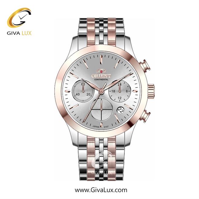 ساعت مچی اورجینال زنانه اورینت (کانتیننتال) | Orient (Continental) سه موتوره کرنوگراف رزگلد | رزگلد-نقره ای| نقره ای| کد رفرنس 107