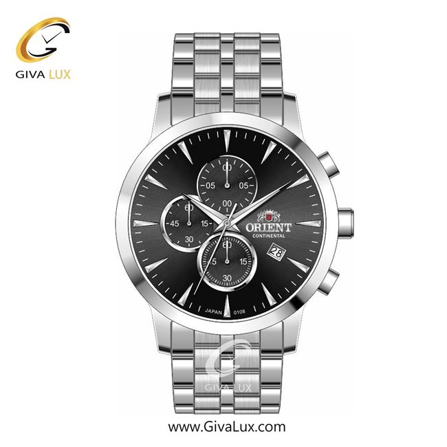 ساعت مچی اورجینال مردانه اورینت (کانتیننتال) | Orient (Continental) سه موتوره کرنوگراف نقره ای | نقره ای| مشکی| کد رفرنس 108