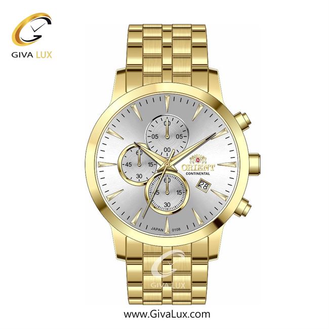 ساعت مچی اورجینال مردانه اورینت (کانتیننتال) | Orient (Continental) سه موتوره کرنوگراف طلایی | طلایی| نقره ای| کد رفرنس 108