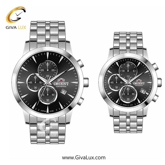 ساعت مچی اورجینال زنانه اورینت (کانتیننتال) | Orient (Continental) سه موتوره کرنوگراف نقره ای | نقره ای| مشکی| کد رفرنس 108