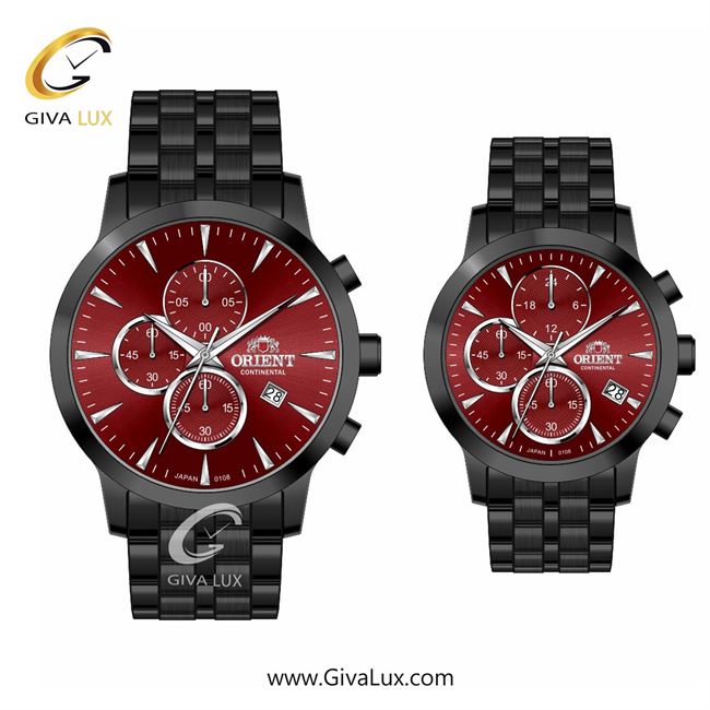 ساعت مچی اورجینال ست اورینت (کانتیننتال) | Orient (Continental) سه موتوره کرنوگراف مشکی | مشکی| زرشکی| کد رفرنس 108