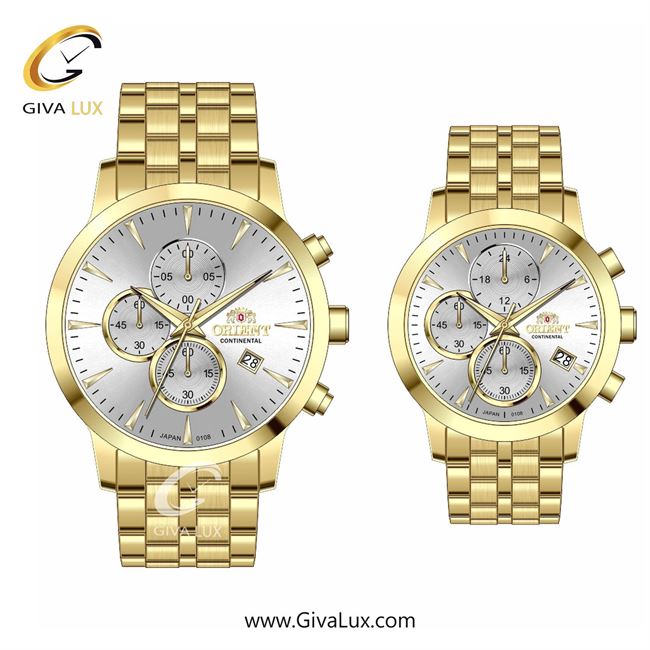 ساعت مچی اورجینال ست اورینت (کانتیننتال) | Orient (Continental) سه موتوره کرنوگراف طلایی | طلایی| نقره ای| کد رفرنس 108