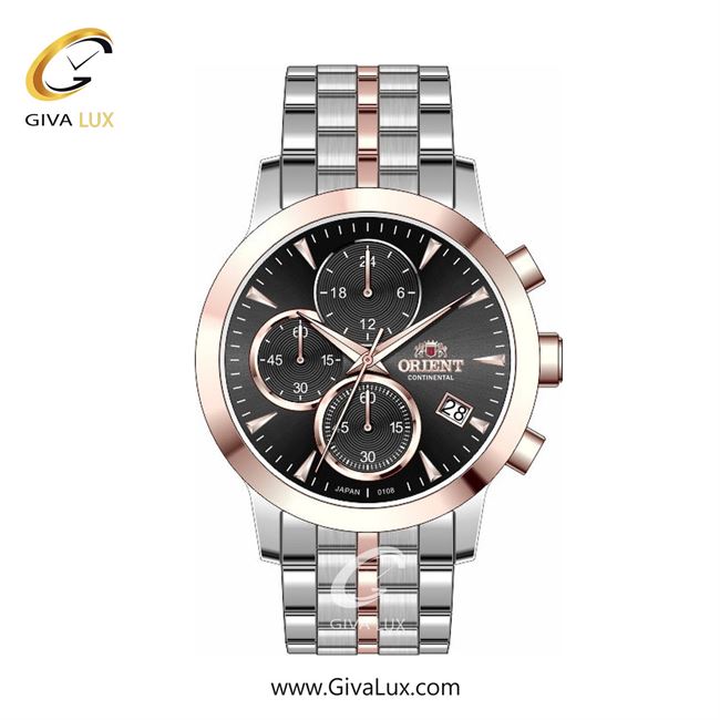 ساعت مچی اورجینال زنانه اورینت (کانتیننتال) | Orient (Continental) سه موتوره کرنوگراف رزگلد | نقره ای-رزگلد| مشکی| کد رفرنس 108