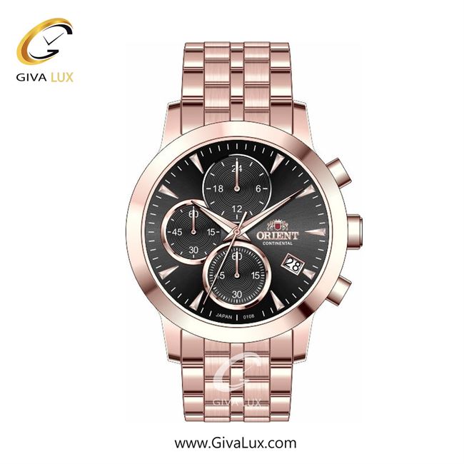 ساعت مچی اورجینال زنانه اورینت (کانتیننتال) | Orient (Continental) سه موتوره کرنوگراف رزگلد | رزگلد| مشکی| کد رفرنس 108