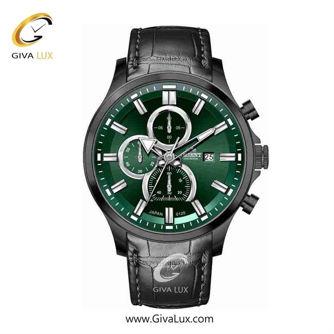 ساعت مچی اورجینال مردانه اورینت (کانتیننتال) | Orient (Continental) سه موتوره کرنوگراف مشکی | مشکی| سبز یشمی تیره| کد رفرنس 120