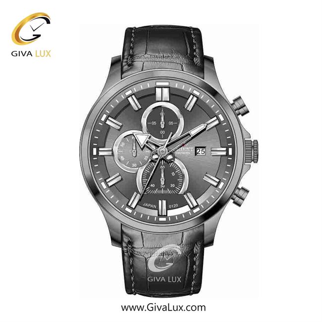 ساعت مچی اورجینال مردانه اورینت (کانتیننتال) | Orient (Continental) سه موتوره کرنوگراف تیتانیوم | مشکی| دودی|تیتانیوم| کد رفرنس 120