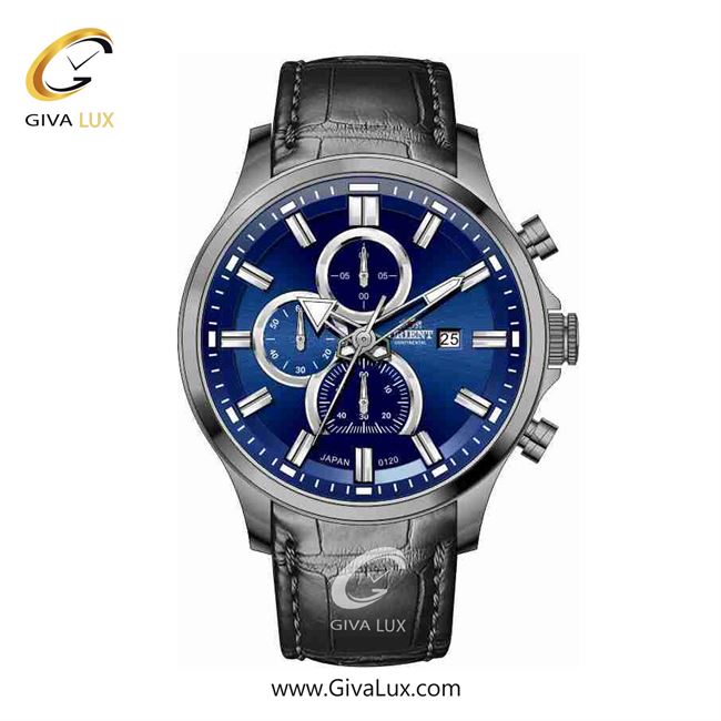 ساعت مچی اورجینال مردانه اورینت (کانتیننتال) | Orient (Continental) سه موتوره کرنوگراف تیتانیوم | مشکی| سرمه ای| کد رفرنس 120