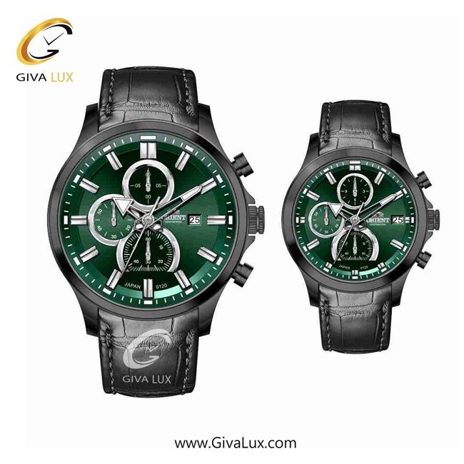 ساعت مچی اورجینال ست اورینت (کانتیننتال) | Orient (Continental) سه موتوره کرنوگراف مشکی | مشکی| سبز یشمی تیره| کد رفرنس 120