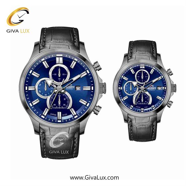 ساعت مچی اورجینال ست اورینت (کانتیننتال) | Orient (Continental) سه موتوره کرنوگراف تیتانیوم | مشکی| سرمه ای| کد رفرنس 120