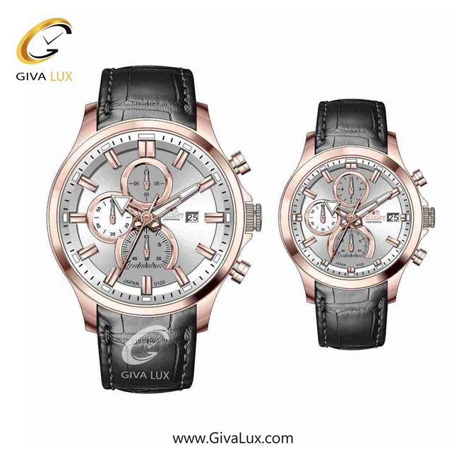 ساعت مچی اورجینال ست اورینت (کانتیننتال) | Orient (Continental) سه موتوره کرنوگراف رزگلد | مشکی| نقره ای| کد رفرنس 120