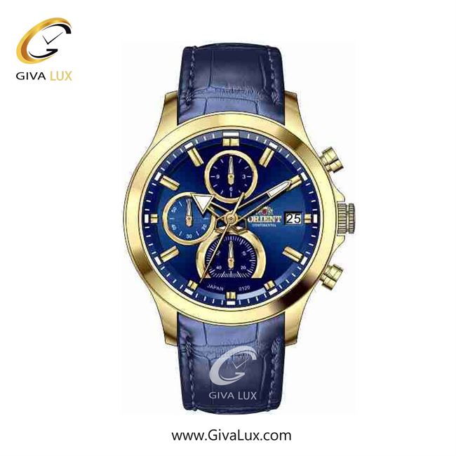 ساعت مچی اورجینال زنانه اورینت (کانتیننتال) | Orient (Continental) سه موتوره کرنوگراف طلایی | سرمه ای| سرمه ای| کد رفرنس 120