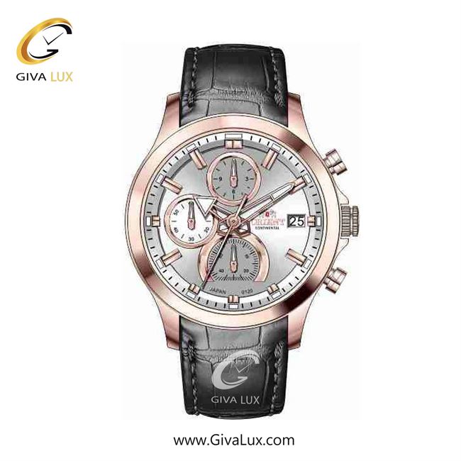 ساعت مچی اورجینال زنانه اورینت (کانتیننتال) | Orient (Continental) سه موتوره کرنوگراف رزگلد | مشکی| نقره ای| کد رفرنس 120