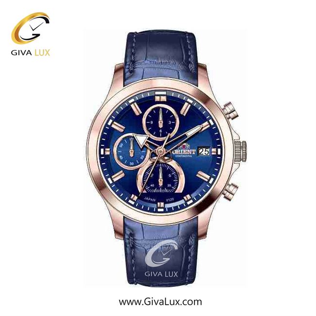 ساعت مچی اورجینال زنانه اورینت (کانتیننتال) | Orient (Continental) سه موتوره کرنوگراف رزگلد | سرمه ای| سرمه ای| کد رفرنس 120