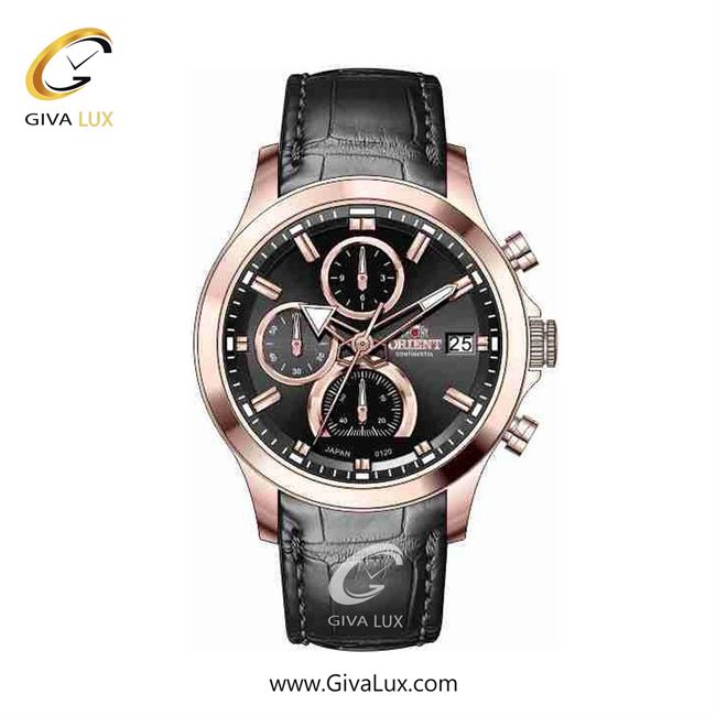 ساعت مچی اورجینال زنانه اورینت (کانتیننتال) | Orient (Continental) سه موتوره کرنوگراف رزگلد | مشکی| مشکی| کد رفرنس 120