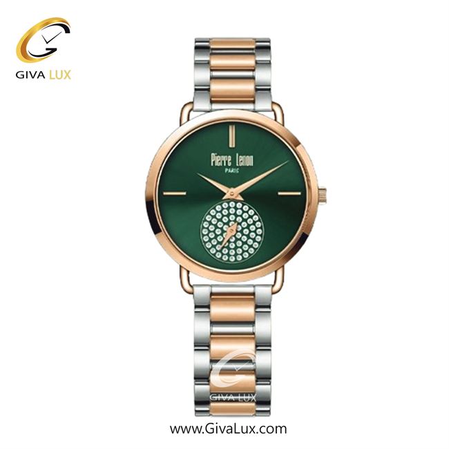 ساعت مچی اورجینال زنانه پییر لنون دو موتوره زیر ثانیه رزگلد | نقره ای-رزگلد| سبز| کد رفرنس PL-0138-15
