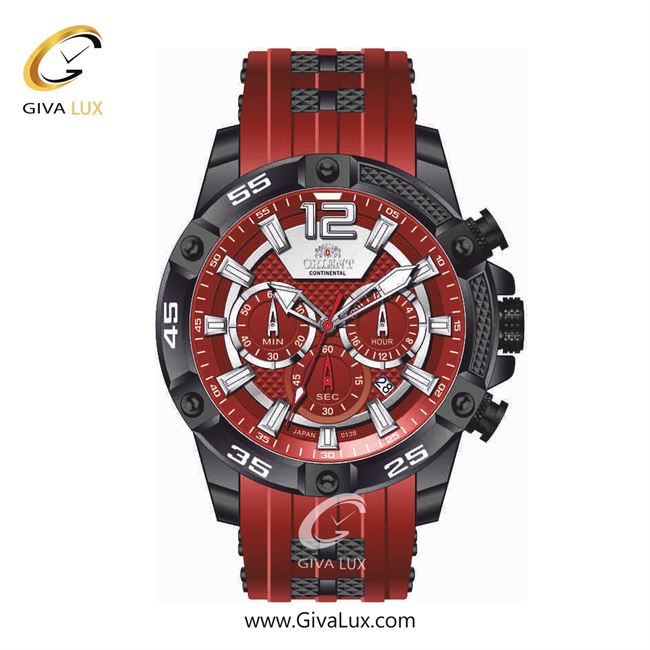 ساعت مچی اورجینال مردانه اورینت (کانتیننتال) | Orient (Continental) سه موتوره کرنوگراف مشکی | زرشکی| زرشکی| کد رفرنس 139