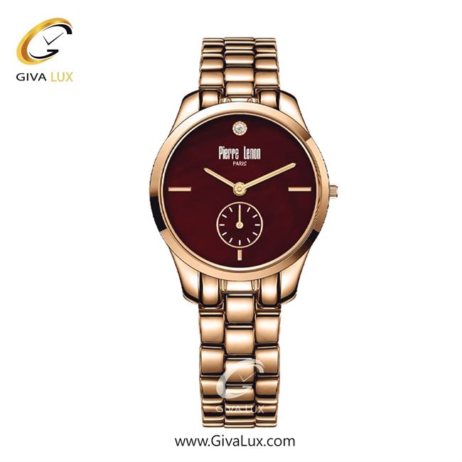ساعت مچی اورجینال زنانه پییر لنون دو موتوره زیر ثانیه رزگلد | رزگلد| زرشکی| کد رفرنس PL-0143-15