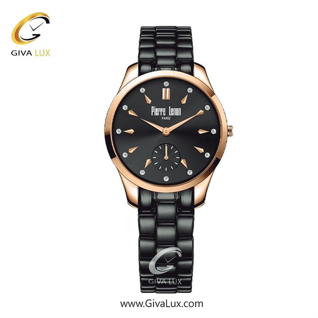ساعت مچی اورجینال زنانه پییر لنون دو موتوره زیر ثانیه رزگلد | مشکی| مشکی| کد رفرنس PL-0144-15