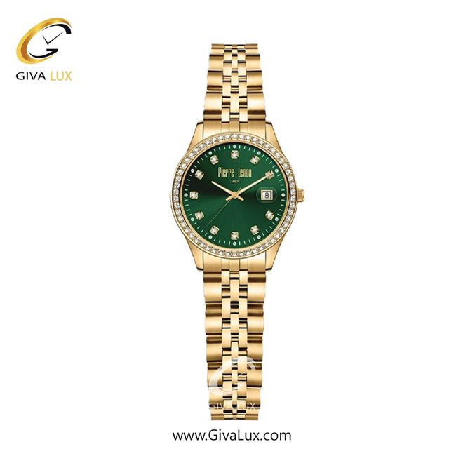 ساعت مچی اورجینال زنانه پییر لنون طلایی | طلایی| سبز| کد رفرنس PL-0150-12