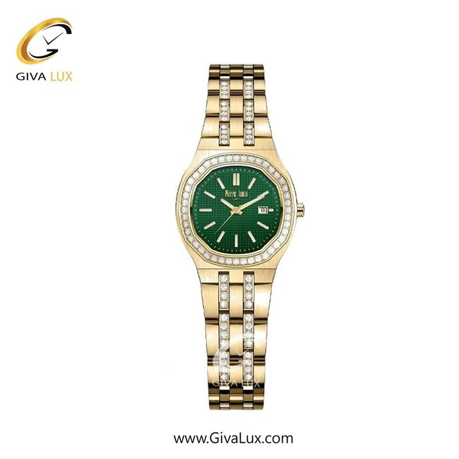 ساعت مچی اورجینال زنانه پییر لنون طلایی | طلایی| سبز یشمی تیره| کد رفرنس PL-0155-15